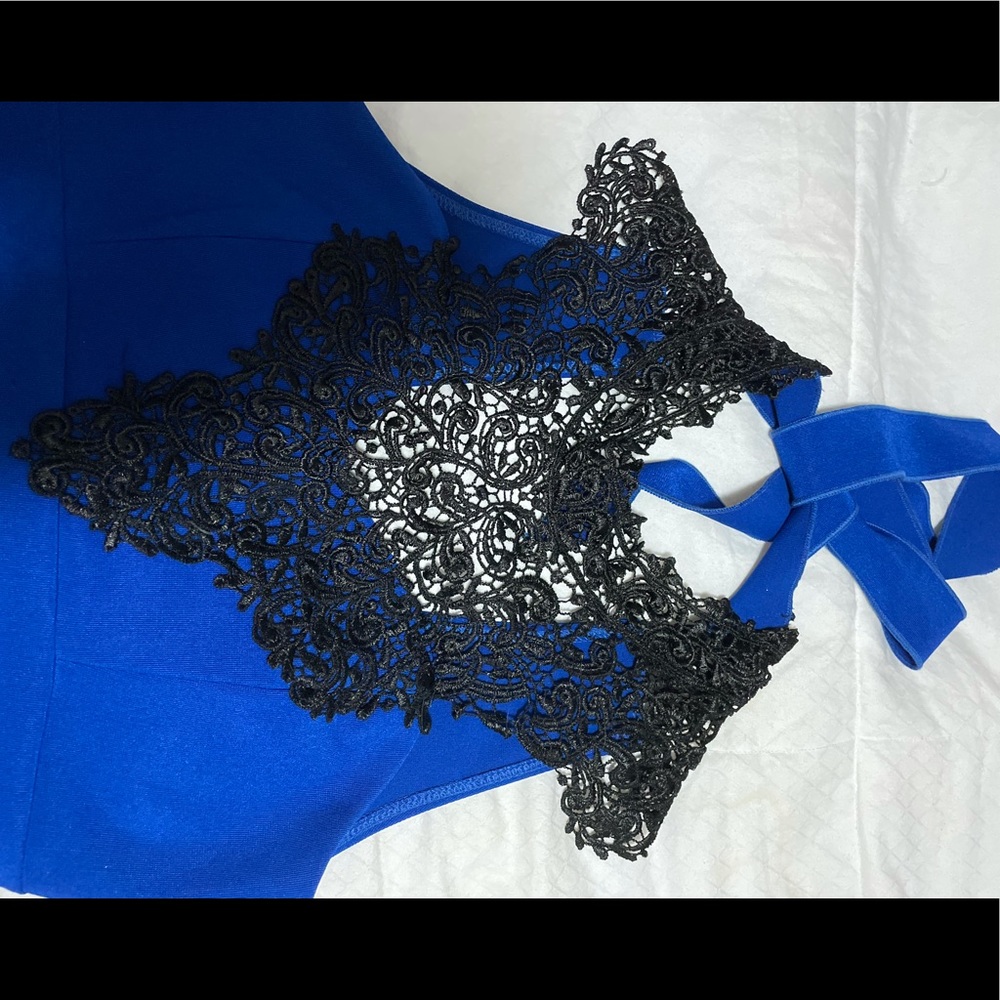 Blue and black lace fancy dress